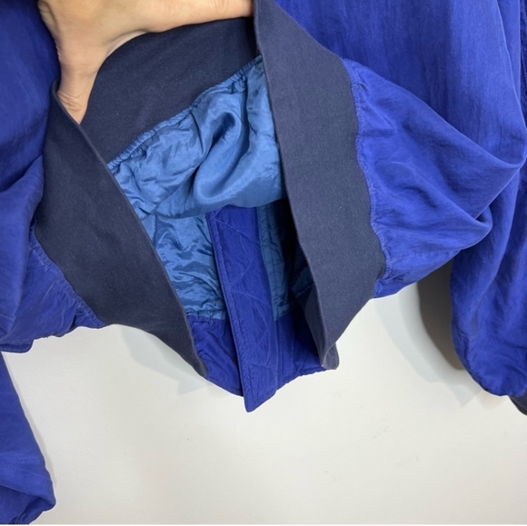 Vintage 100% Silk Royal Blue Bomber Jacket M - Picture 9 of 16